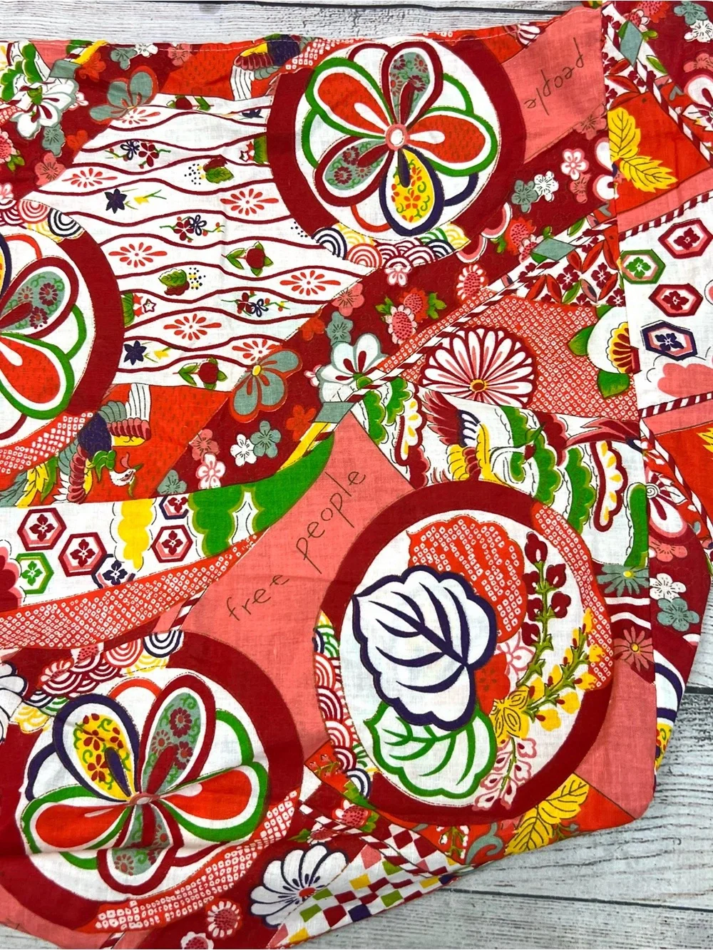 Free People Limited Edition Tote Bag Red Multicolor Floral Boho Sustainable